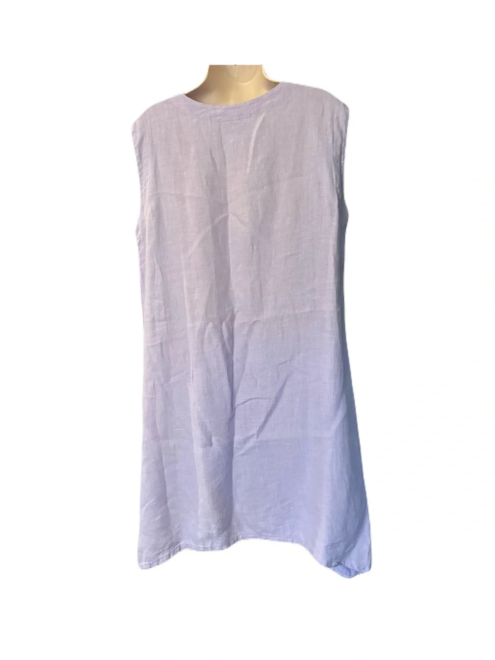 Bryn Walker Lavender Linen Sleeveless Tunic Dress L A-Line High Low Hem USA Boho